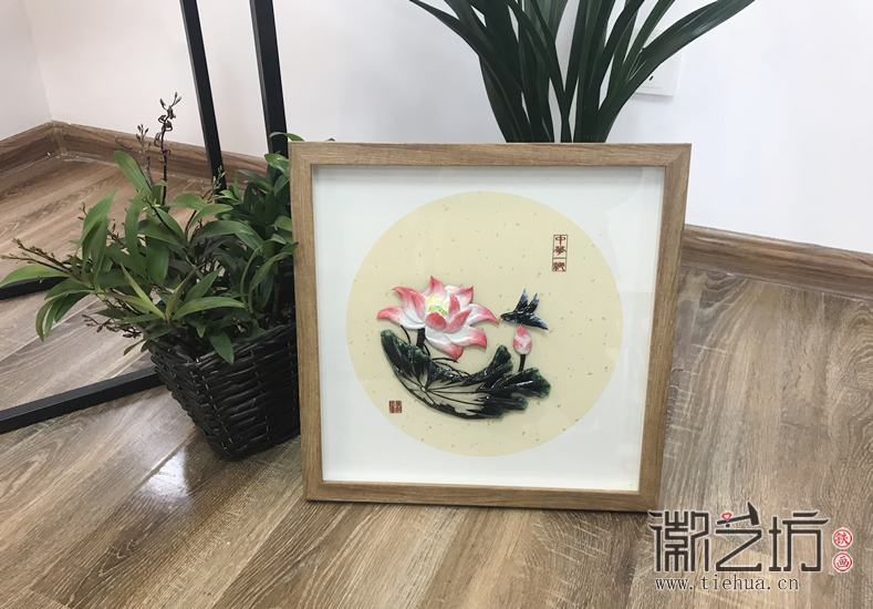 清荷原木框装饰铁画3 清荷原木框装饰铁画3